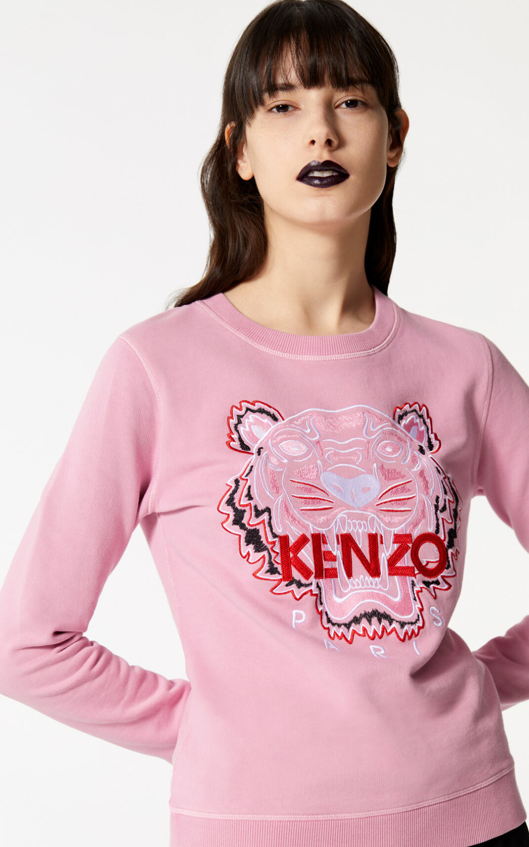 Kenzo Bleached Tiger Sweatshirt Rose For Womens 8501BNOCD